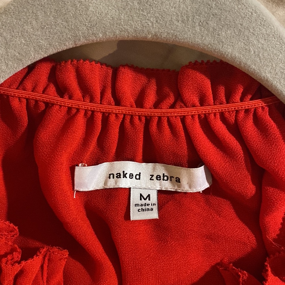 NWOT Naked Zebra Red Sleeveless Blouse - Picture 3 of 5
